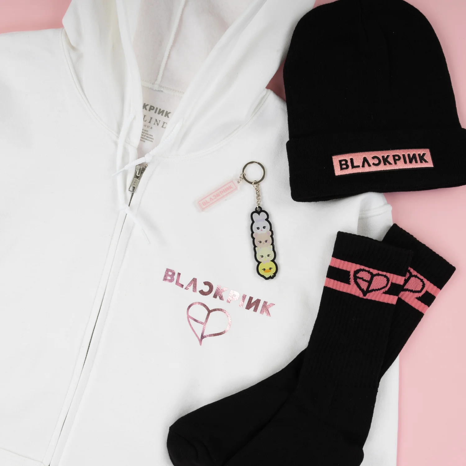 BLACKPINK Foil Zip Hoodie White - Image 3